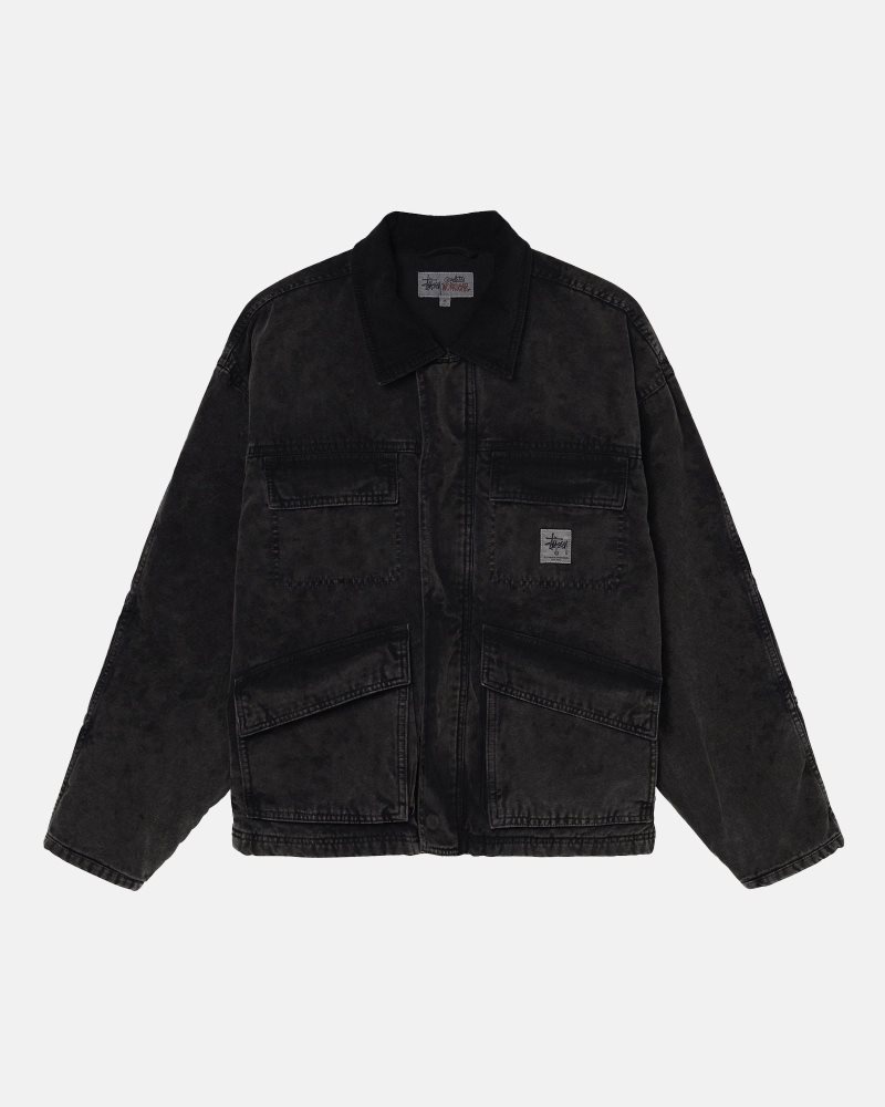 Veste Stussy Shop Washed Tela Noir | CSX-3404562