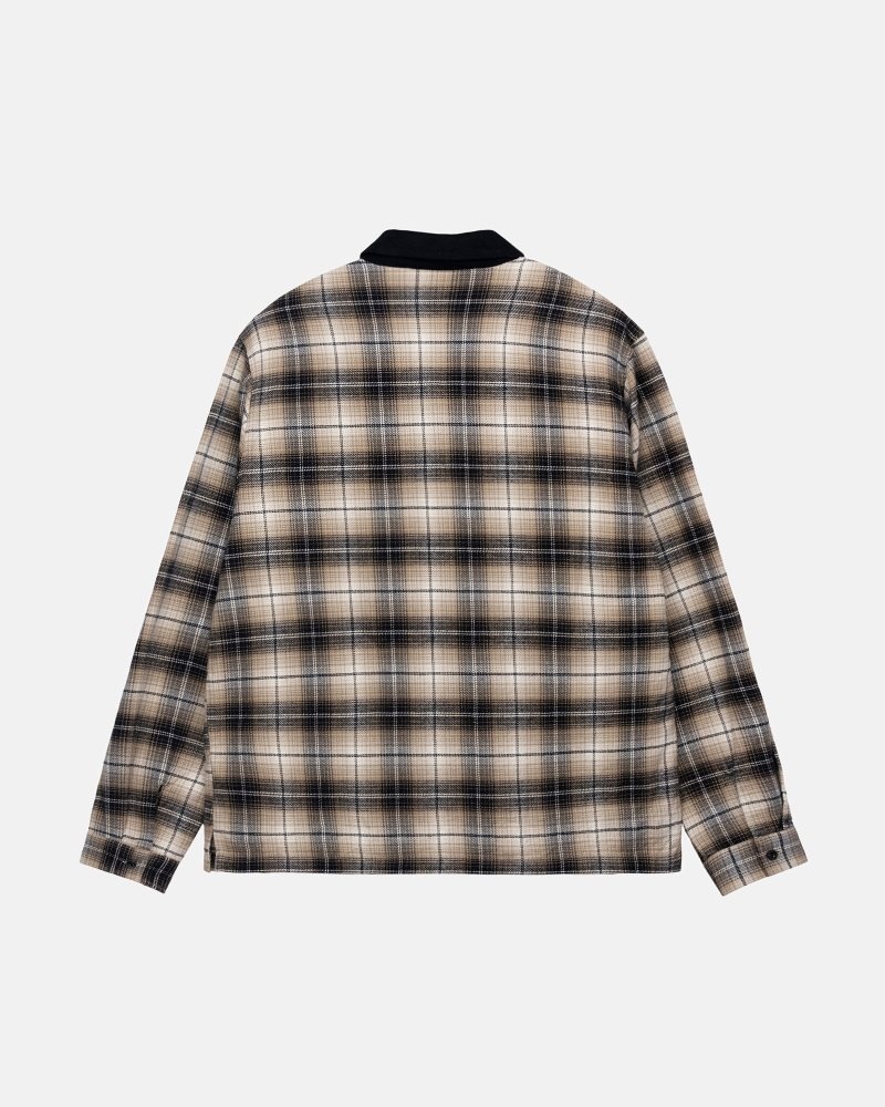 Chemise Stussy Frank Plaid Zip Taupe | LCR-5541264