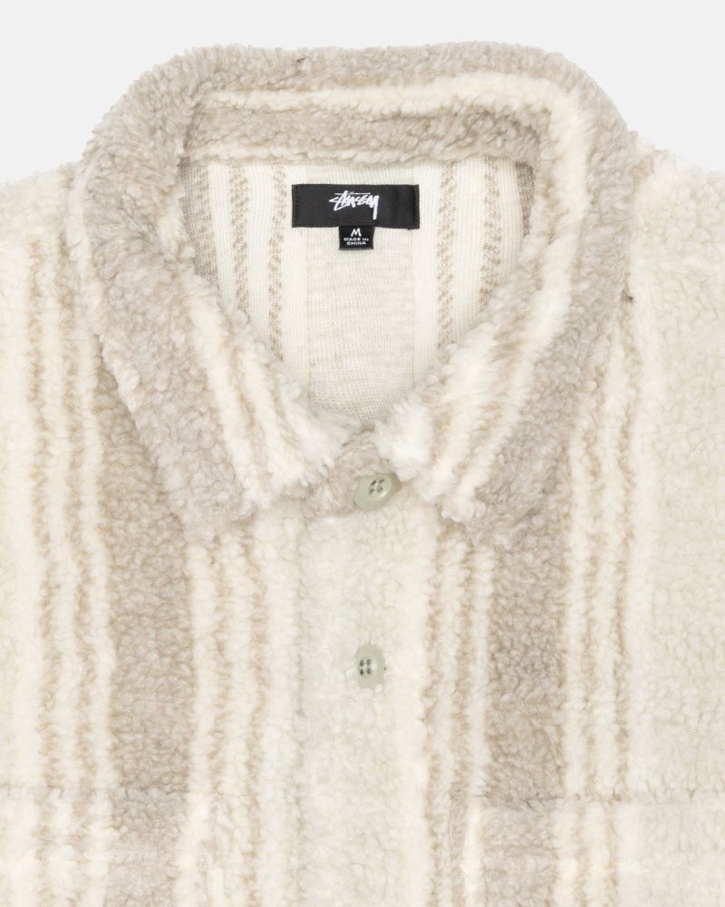 Chemise Stussy Rayé Sherpa Natural | JAF-7864988