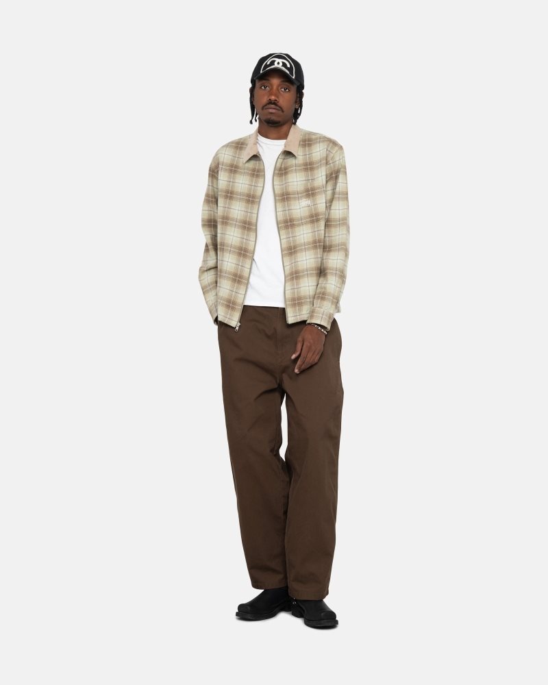 Chemise Stussy Frank Plaid Zip Tan | ROK-9618377