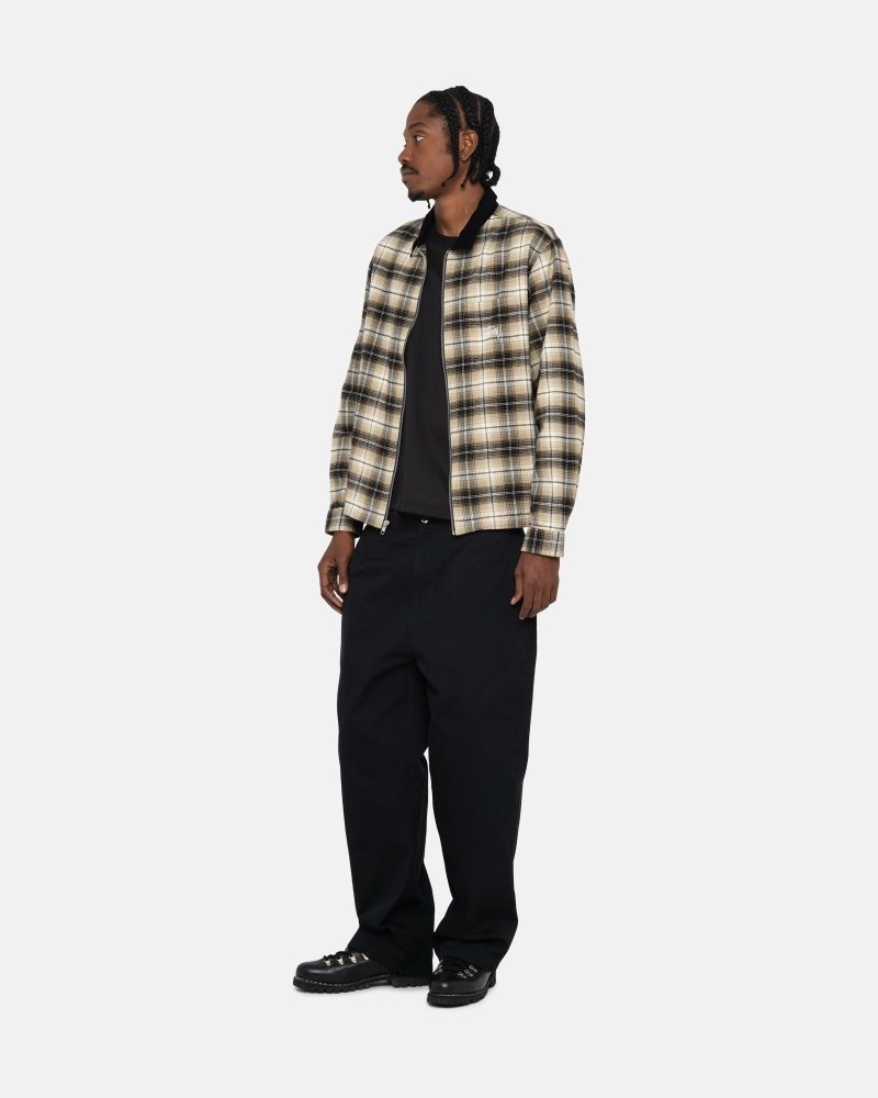 Chemise Stussy Frank Plaid Zip Taupe | LCR-5541264