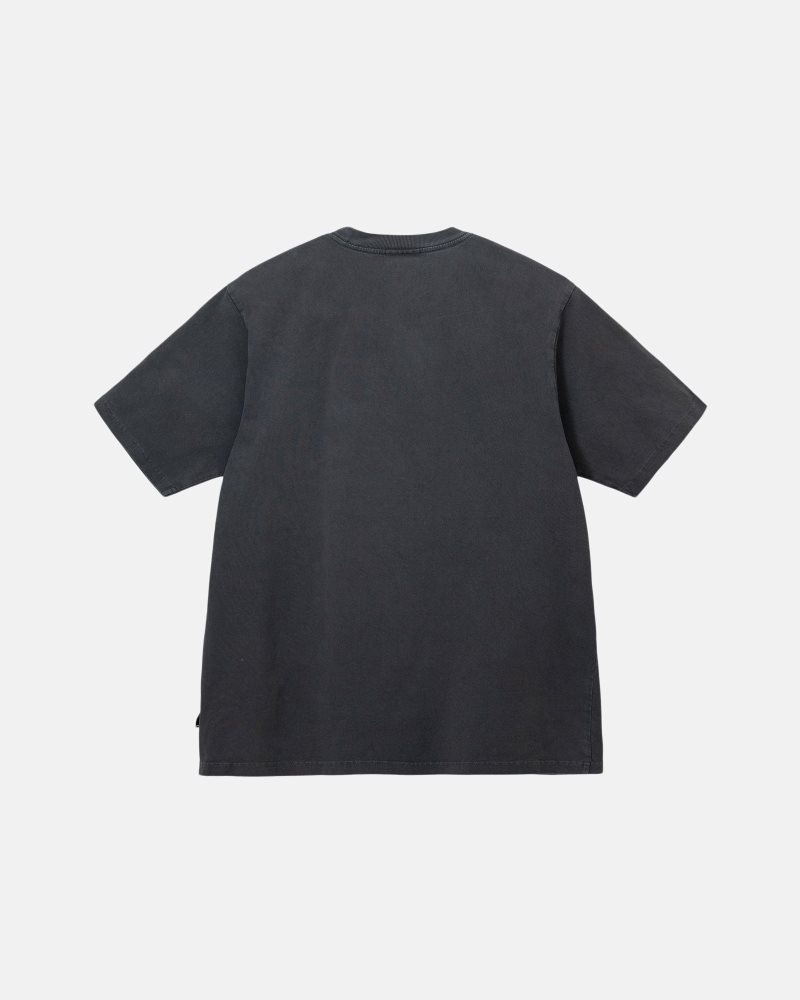 T Shirts Stussy Pigment Dyed Crew Noir | TBO-3766635