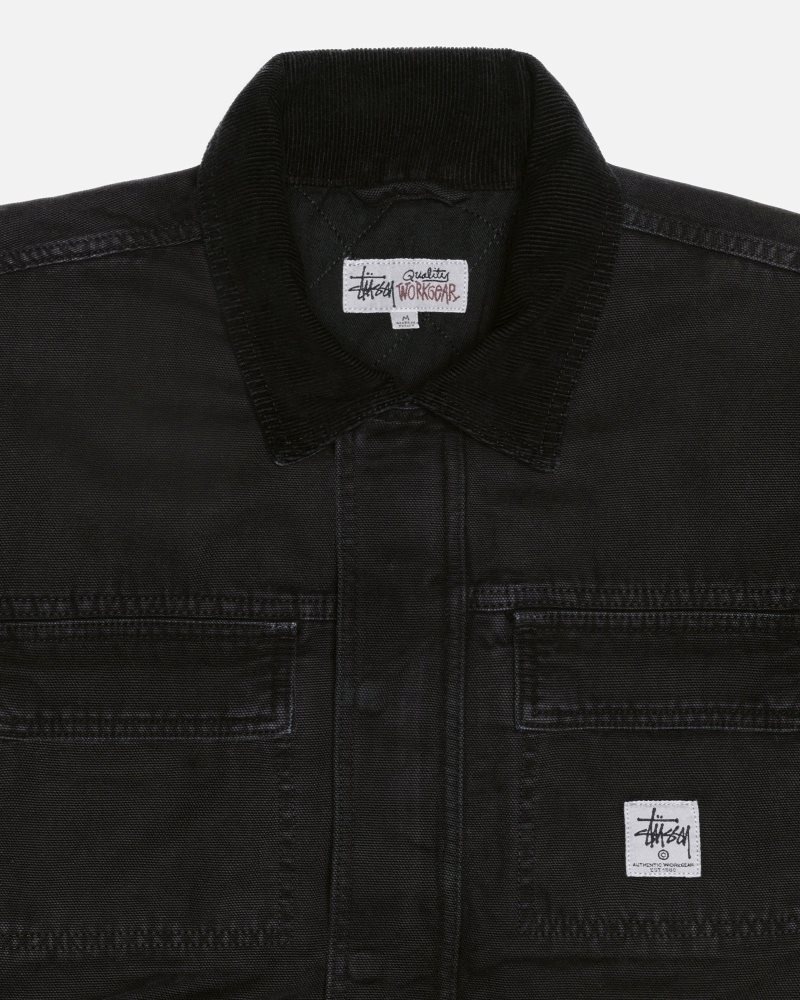 Veste Stussy Shop Washed Tela Noir | CSX-3404562