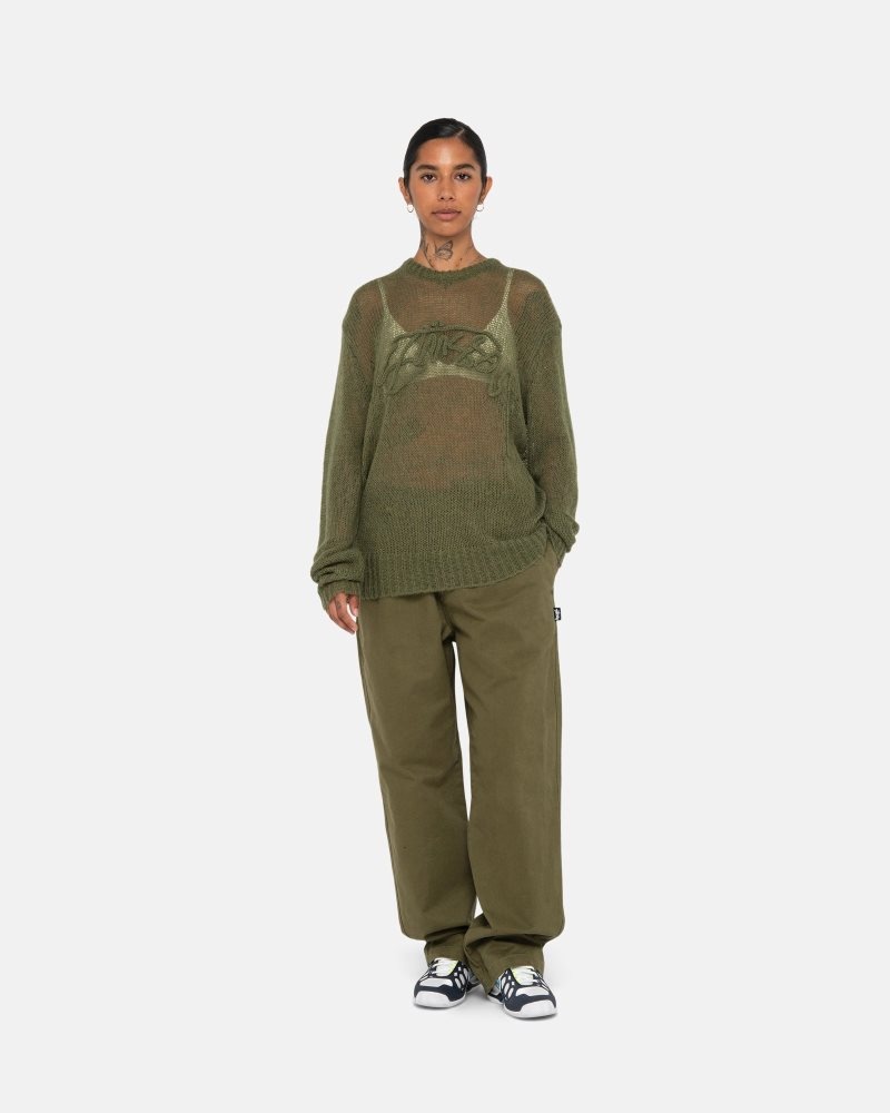 Pantalon Stussy Beach Brushed Coton Vert Olive | LEC-7902718