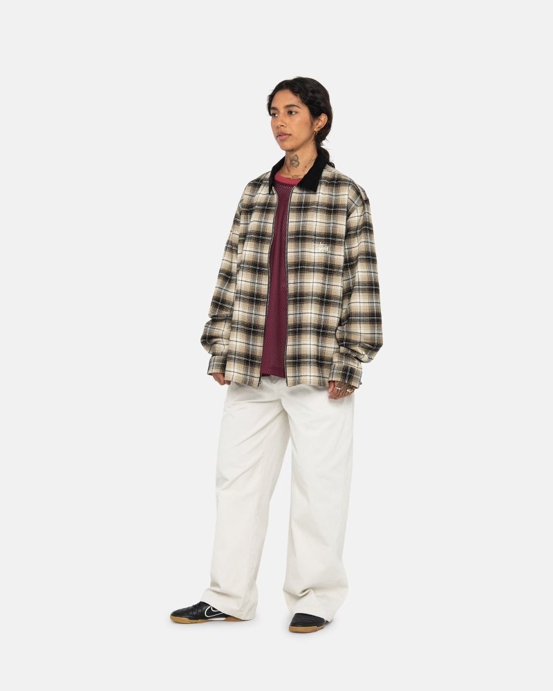 Chemise Stussy Frank Plaid Zip Taupe | LCR-5541264