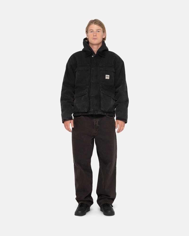 Veste Stussy Shop Washed Tela Noir | CSX-3404562