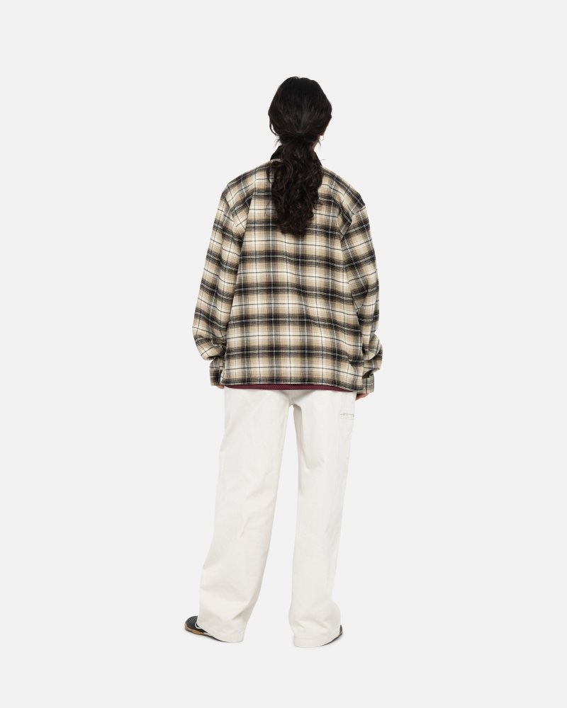 Chemise Stussy Frank Plaid Zip Taupe | LCR-5541264