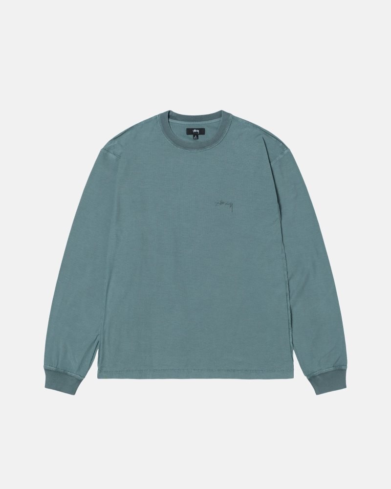 T Shirts Stussy Lazy Ls Teal | PBD-4481561