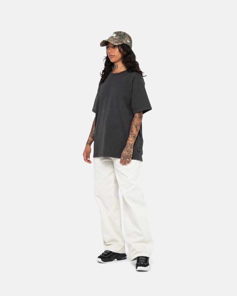 T Shirts Stussy Pigment Dyed Crew Noir | TBO-3766635