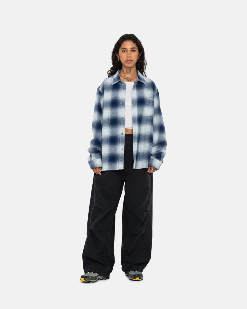 Chemise Stussy Bay Plaid Bleu Marine | KID-1385569