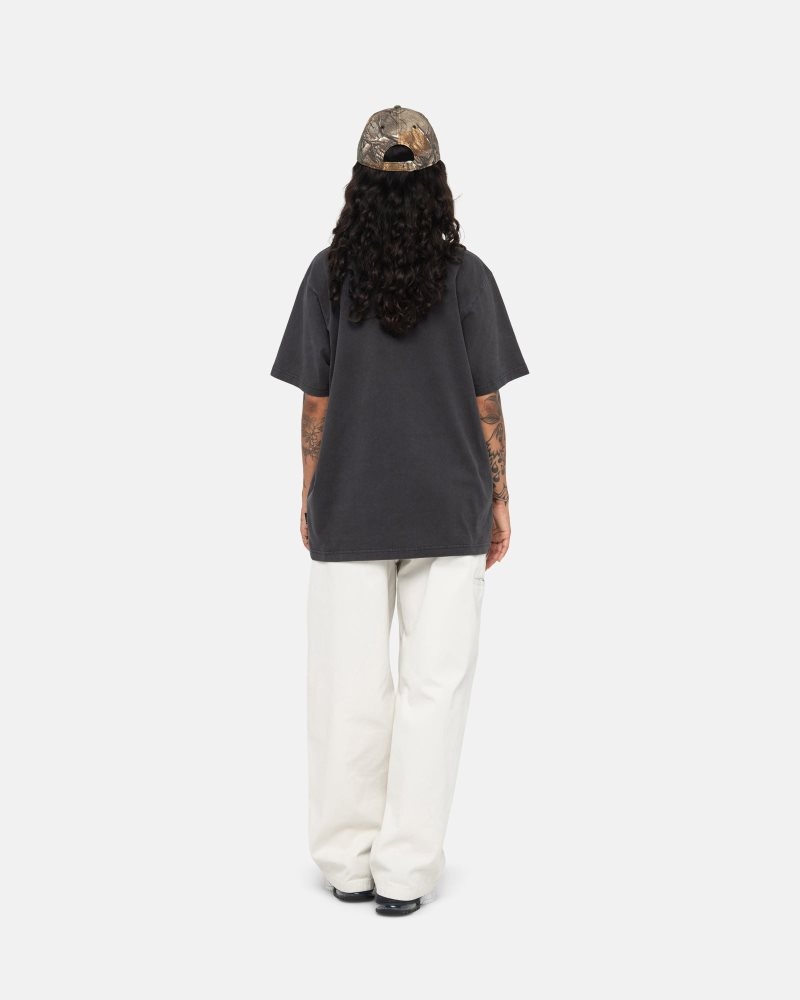 T Shirts Stussy Pigment Dyed Crew Noir | TBO-3766635