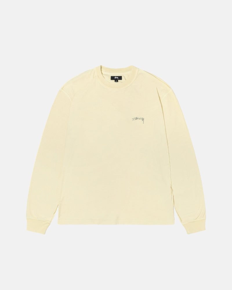 T Shirts Stussy Lazy Ls Jaune | MLI-8249846