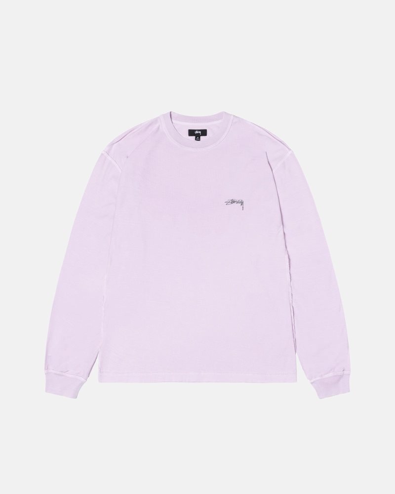 T Shirts Stussy Lazy Ls Lilac | OOL-3114446