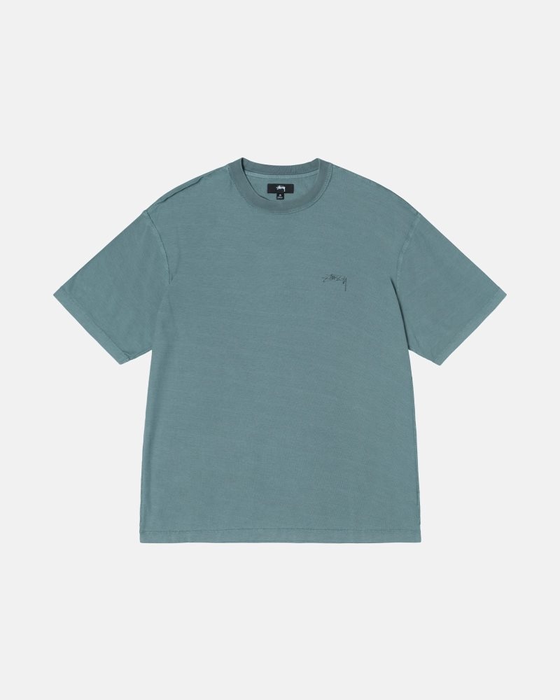 T Shirts Stussy Lazy Teal | JAO-9882794