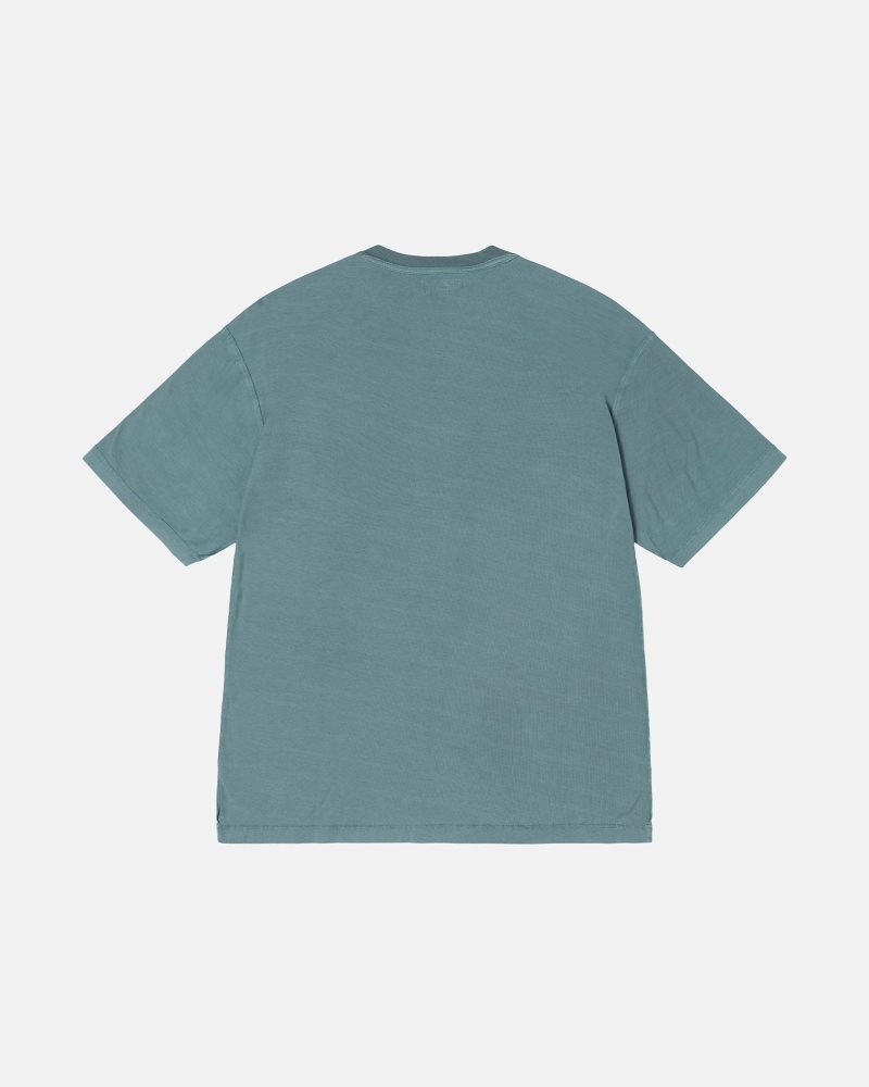 T Shirts Stussy Lazy Teal | JAO-9882794