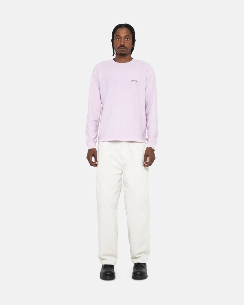 T Shirts Stussy Lazy Ls Lilac | OOL-3114446