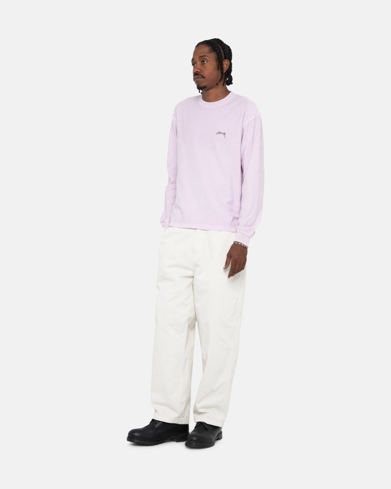 T Shirts Stussy Lazy Ls Lilac | OOL-3114446