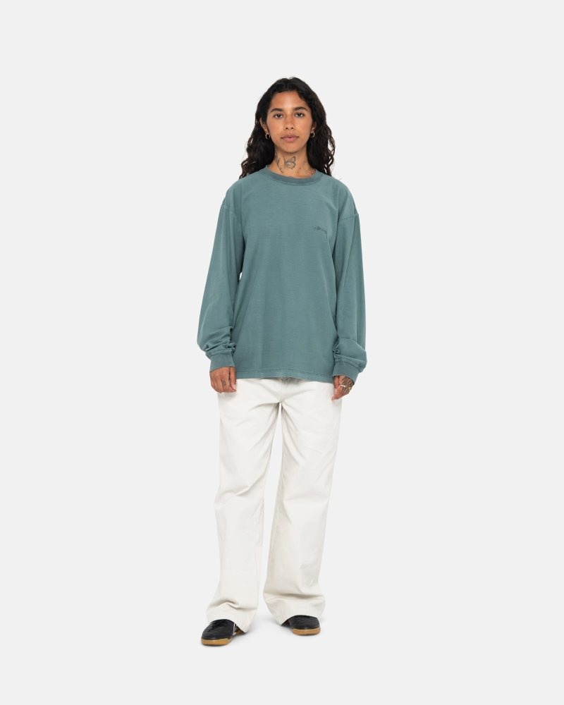 T Shirts Stussy Lazy Ls Teal | PBD-4481561