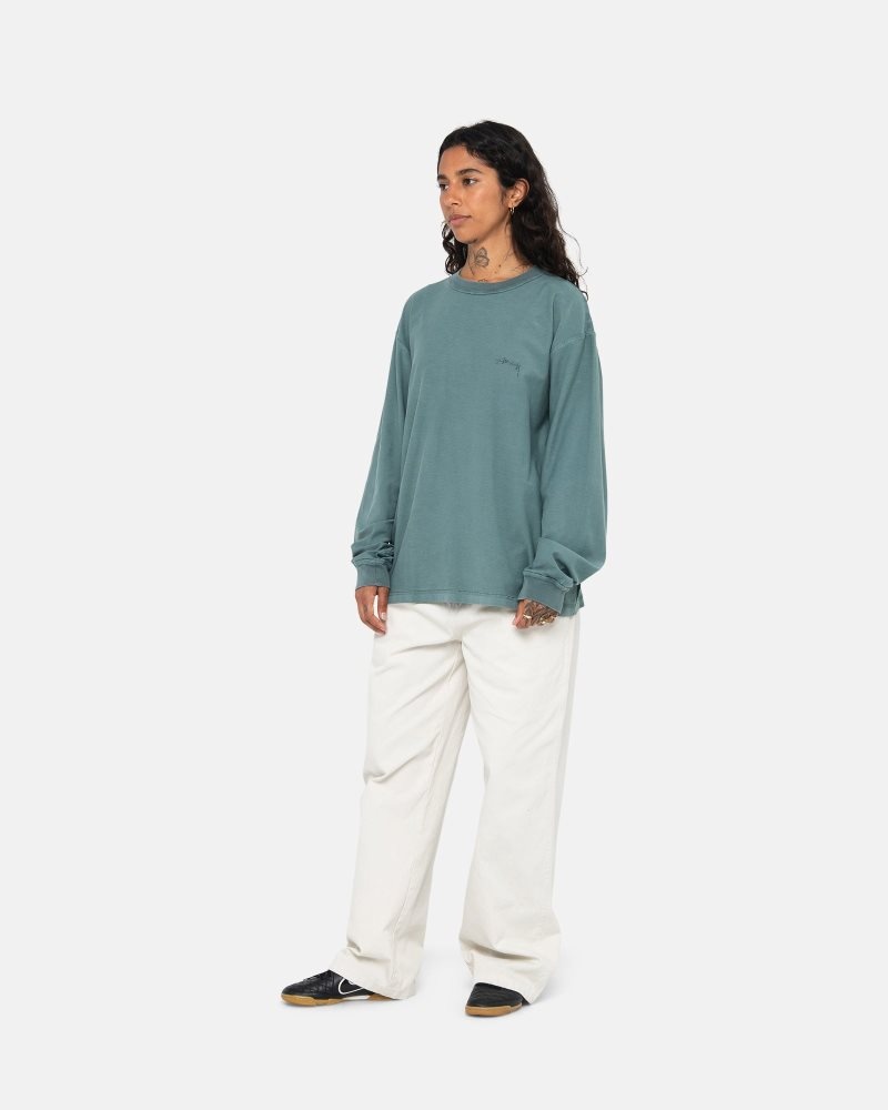 T Shirts Stussy Lazy Ls Teal | PBD-4481561