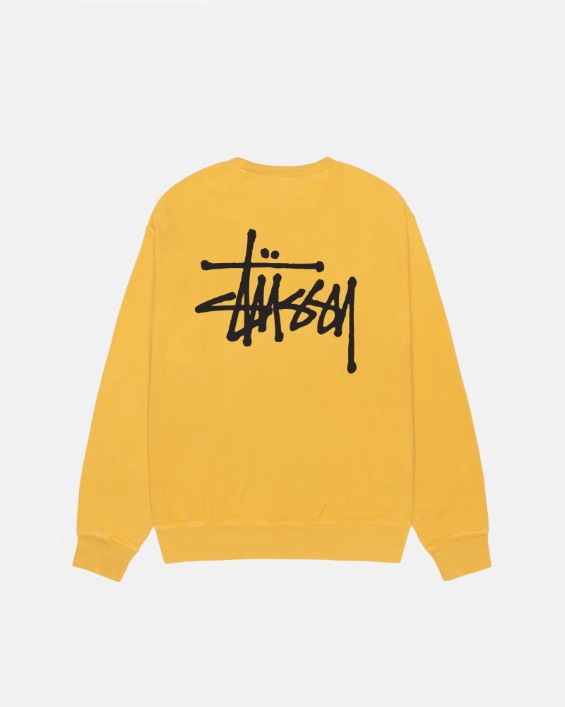 Sweat Stussy Basic Stüssy Crew Pigment Dyed Honey | XKO-2014640