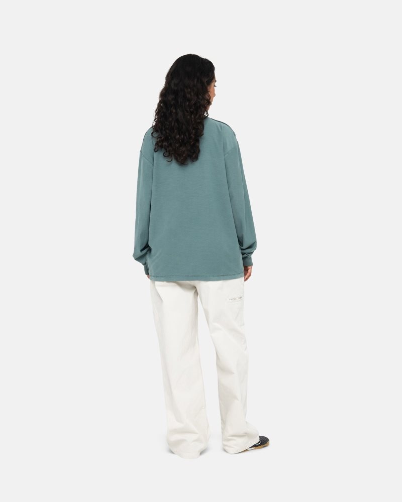 T Shirts Stussy Lazy Ls Teal | PBD-4481561