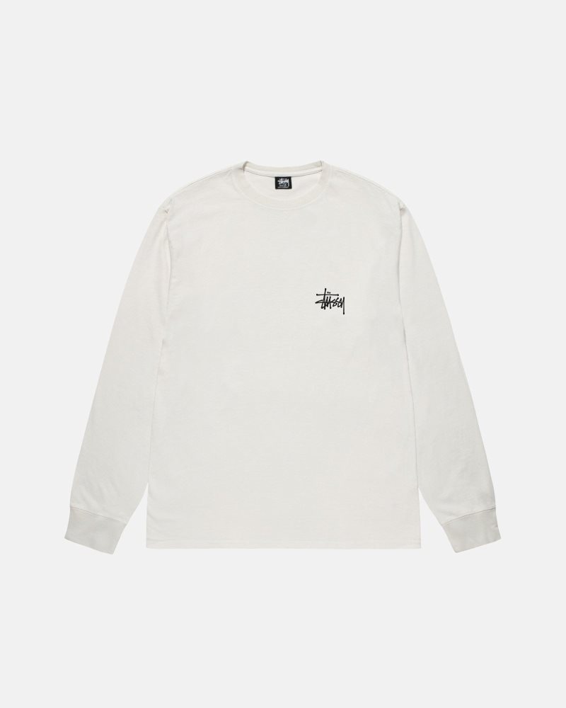 T Shirts Stussy Basic Stüssy Ls Pigment Dyed Natural | FRZ-0190013