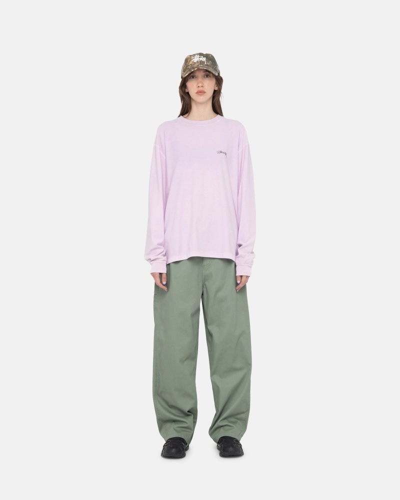 T Shirts Stussy Lazy Ls Lilac | OOL-3114446