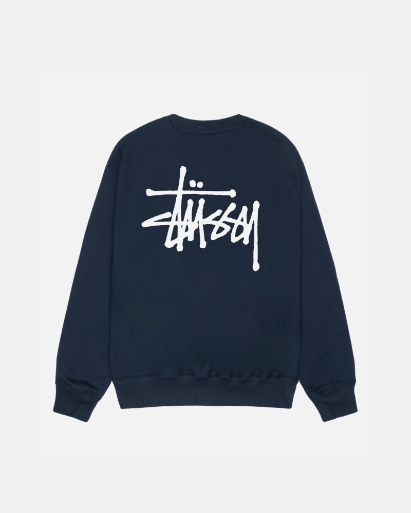 Sweat Stussy Basic Stüssy Crew Bleu Marine | KDR-6805968