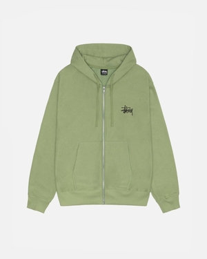 Sweat a Capuche Stussy Basic Stüssy Zip Moss | AOR-3255308