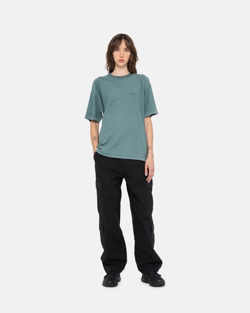 T Shirts Stussy Lazy Teal | JAO-9882794