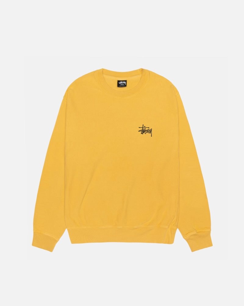 Sweat Stussy Basic Stüssy Crew Pigment Dyed Honey | XKO-2014640