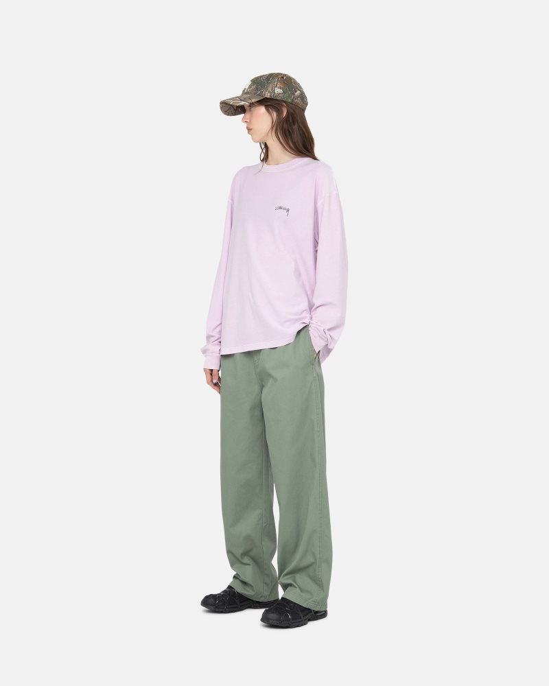 T Shirts Stussy Lazy Ls Lilac | OOL-3114446