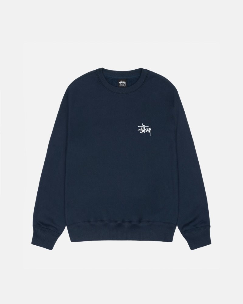 Sweat Stussy Basic Stüssy Crew Bleu Marine | KDR-6805968