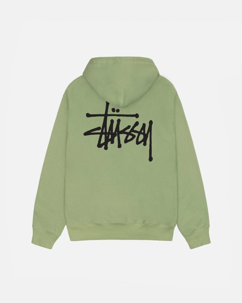 Sweat a Capuche Stussy Basic Stüssy Zip Moss | AOR-3255308