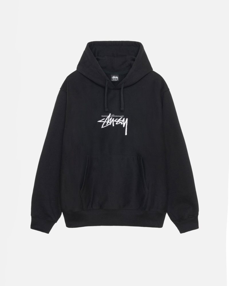 Sweat a Capuche Stussy Stock Logo Applique Noir | DPO-3863313