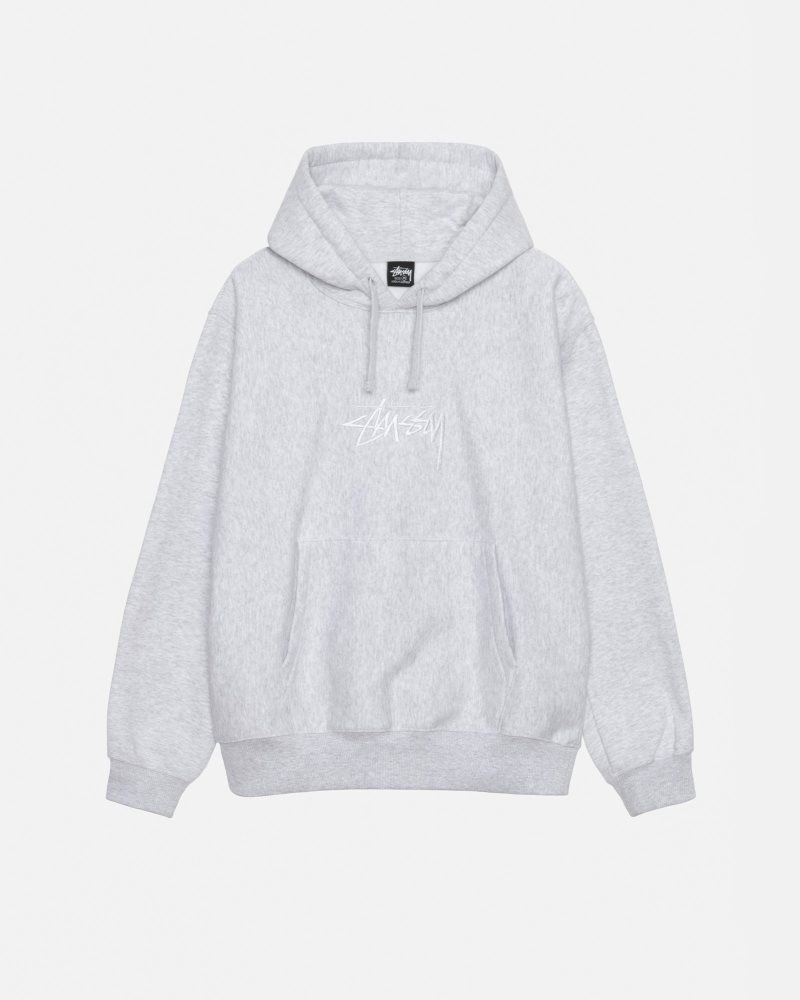 Sweat a Capuche Stussy Stock Logo Applique Ash Heather | MKO-0168239