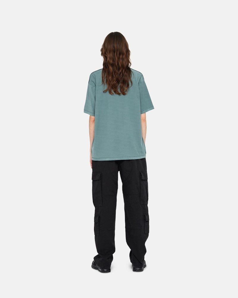 T Shirts Stussy Lazy Teal | JAO-9882794