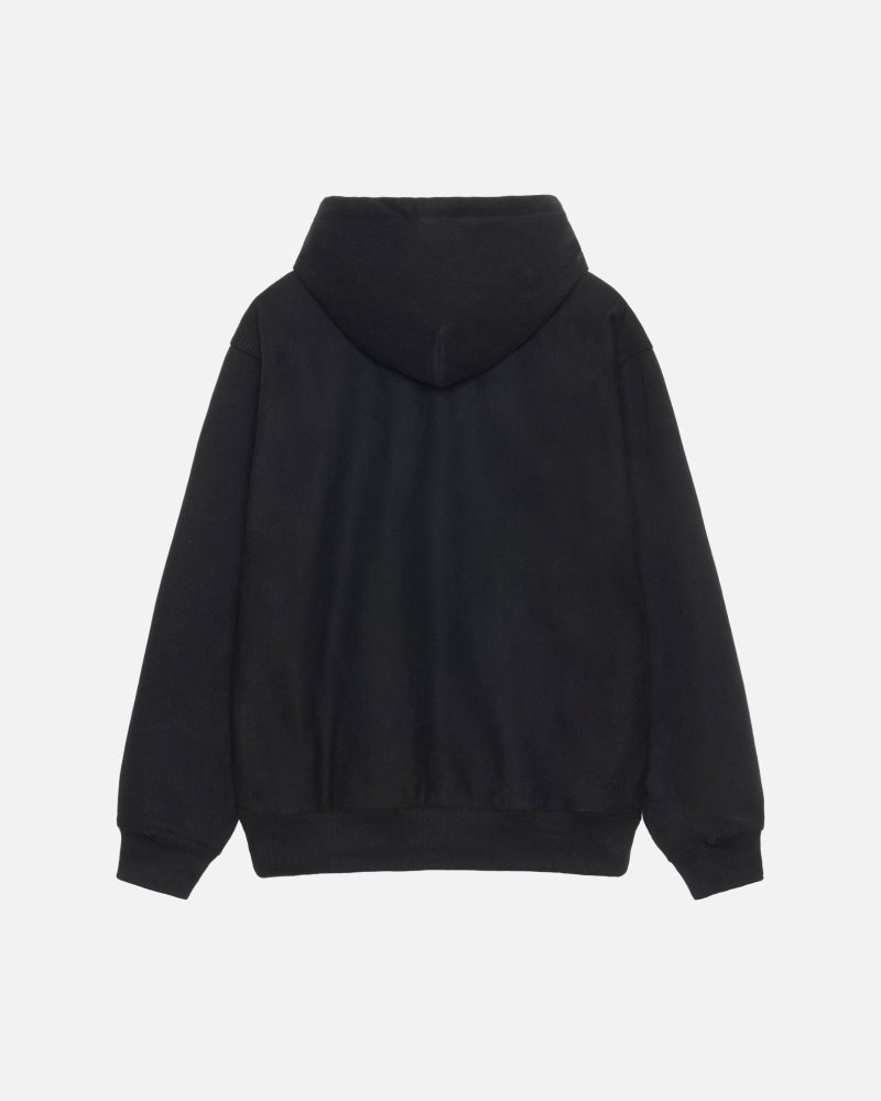 Sweat a Capuche Stussy Stock Logo Applique Noir | DPO-3863313