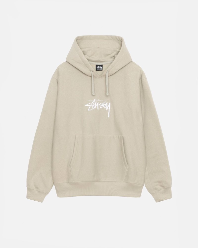 Sweat a Capuche Stussy Stock Logo Applique Kaki | EAZ-9558528