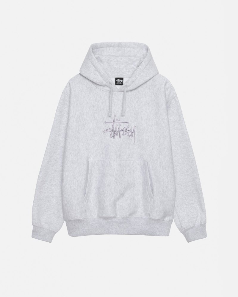 Sweat a Capuche Stussy Basic Applique Ash Heather | HRC-2799778