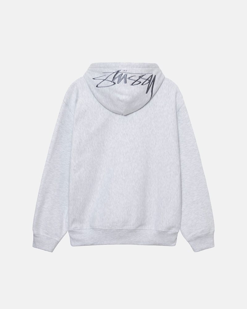 Sweat a Capuche Stussy Back Applique Ash Heather | QUH-9957899