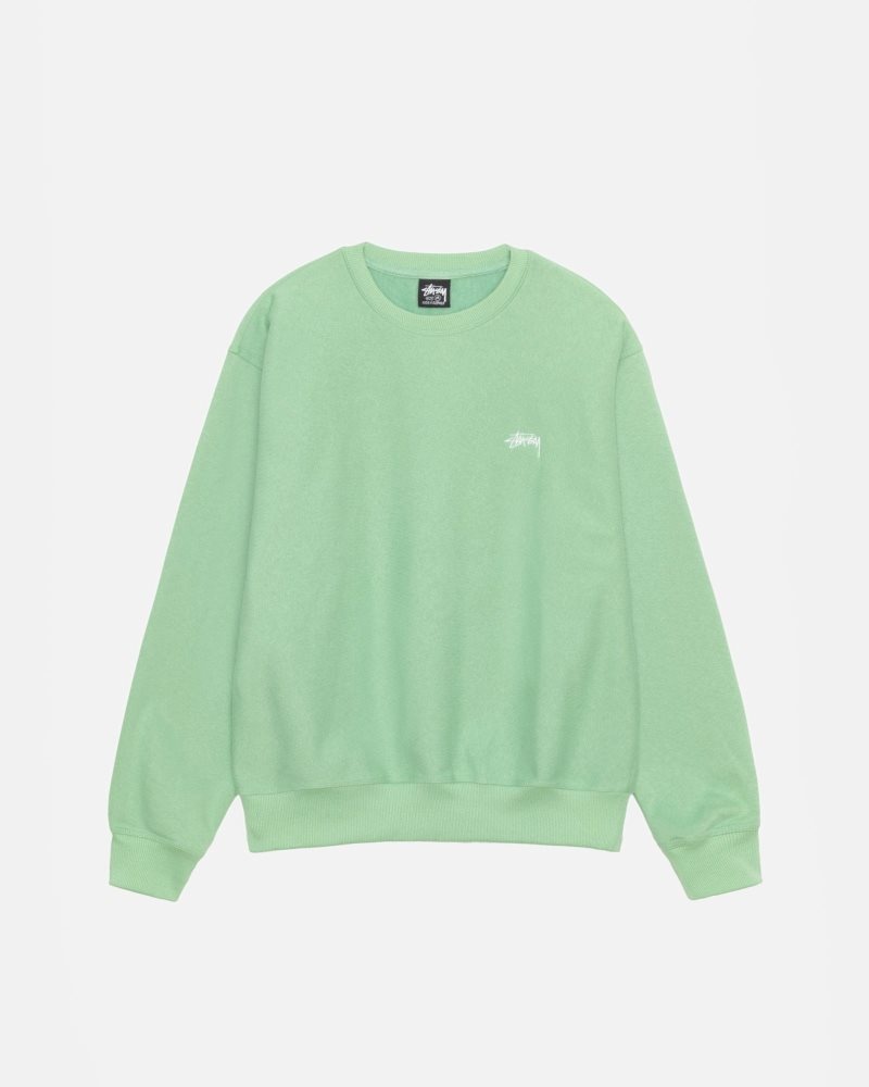 Sweat Stussy Stock Logo Crew Vert | DKL-4425034