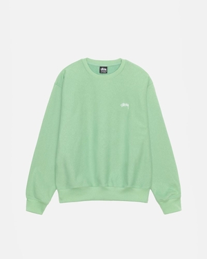 Sweat Stussy Stock Logo Crew Vert | DKL-4425034