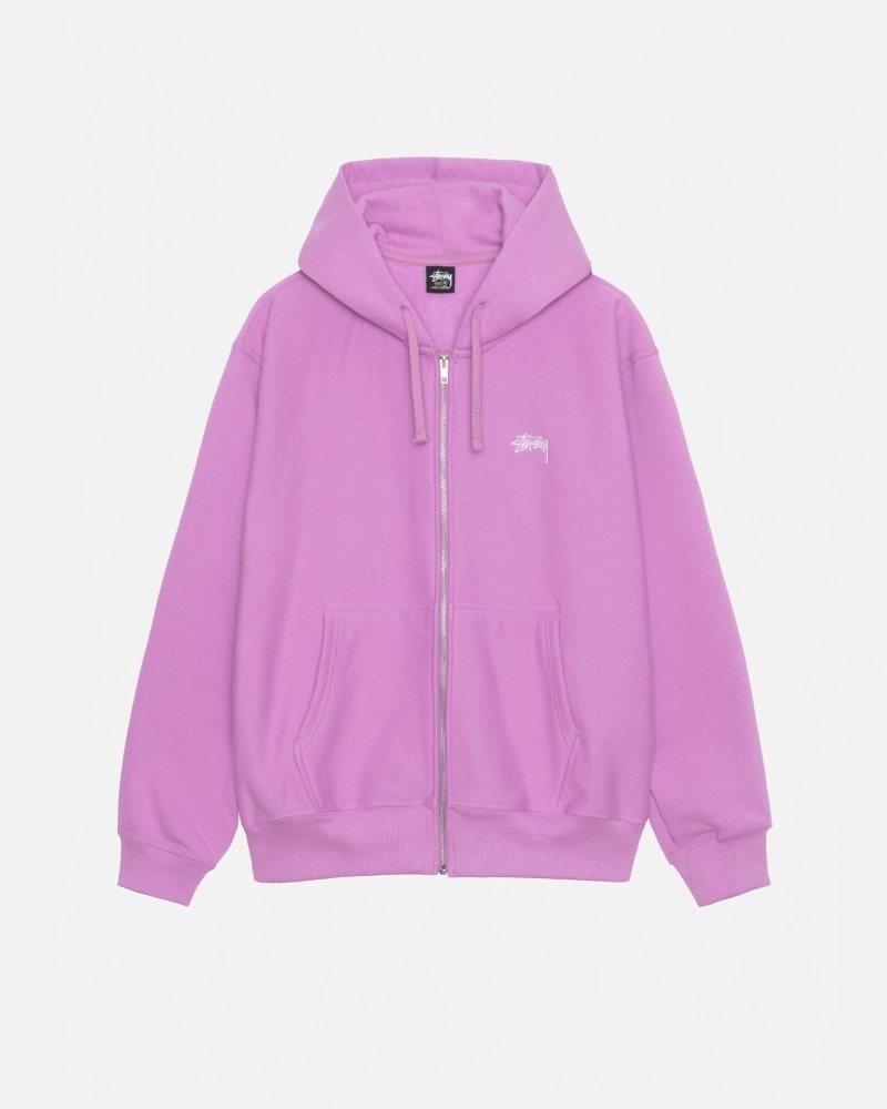 Sweat a Capuche Stussy Stock Logo Zip Violet | BJX-5681894