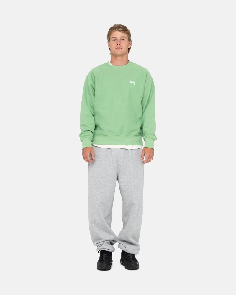 Sweat Stussy Stock Logo Crew Vert | DKL-4425034