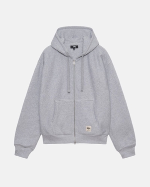 Sweat a Capuche Stussy Double Face Label Zip Grise | DGQ-3044282