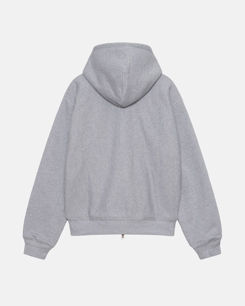 Sweat a Capuche Stussy Double Face Label Zip Grise | DGQ-3044282