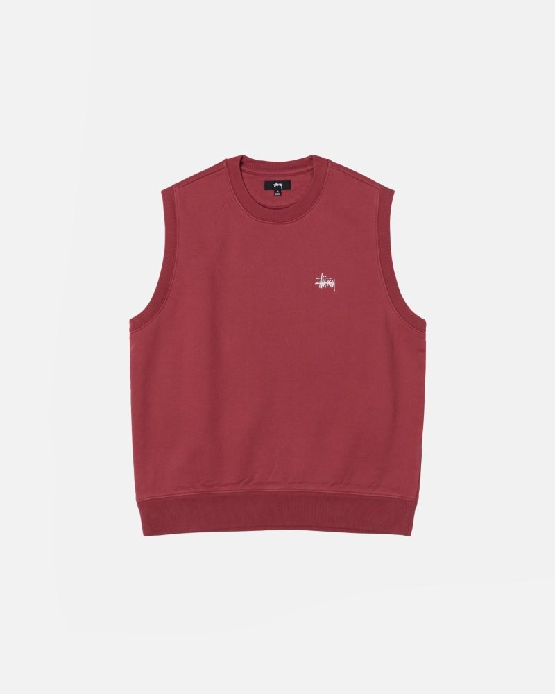 Gilet Stussy Stock Fleece Bordeaux | ZVQ-3826858