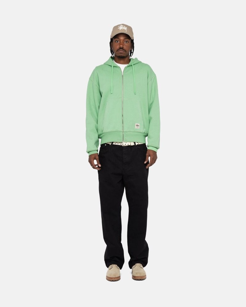 Sweat a Capuche Stussy Double Face Label Zip Vert | HGK-1802558