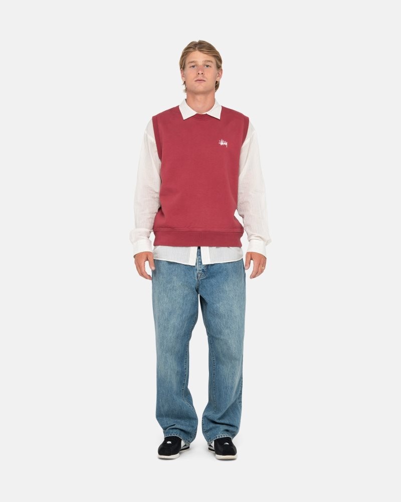 Gilet Stussy Stock Fleece Bordeaux | ZVQ-3826858